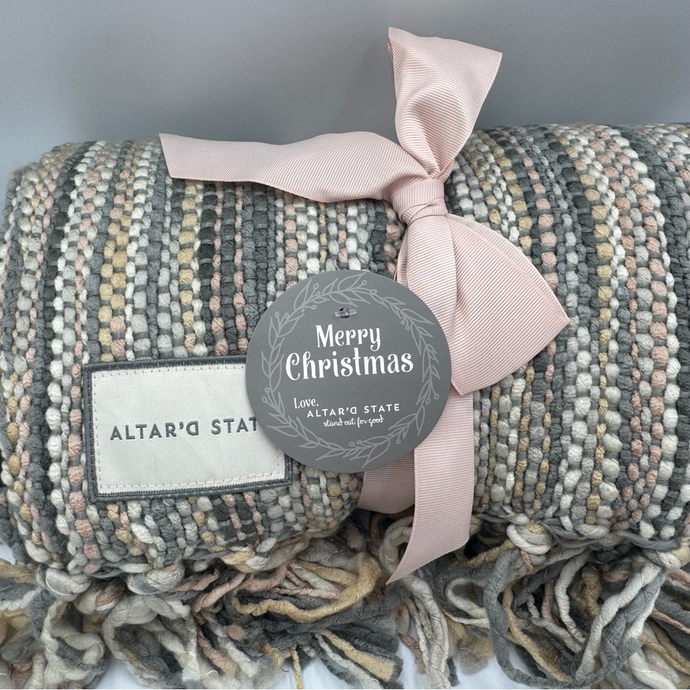Altar'd State Pastel Striped Throw Blanket - Picture 2 of 8